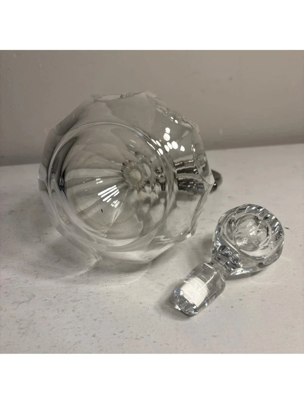 Vintage Crystal Sterling Silver Decanter Grape Cluster Handle